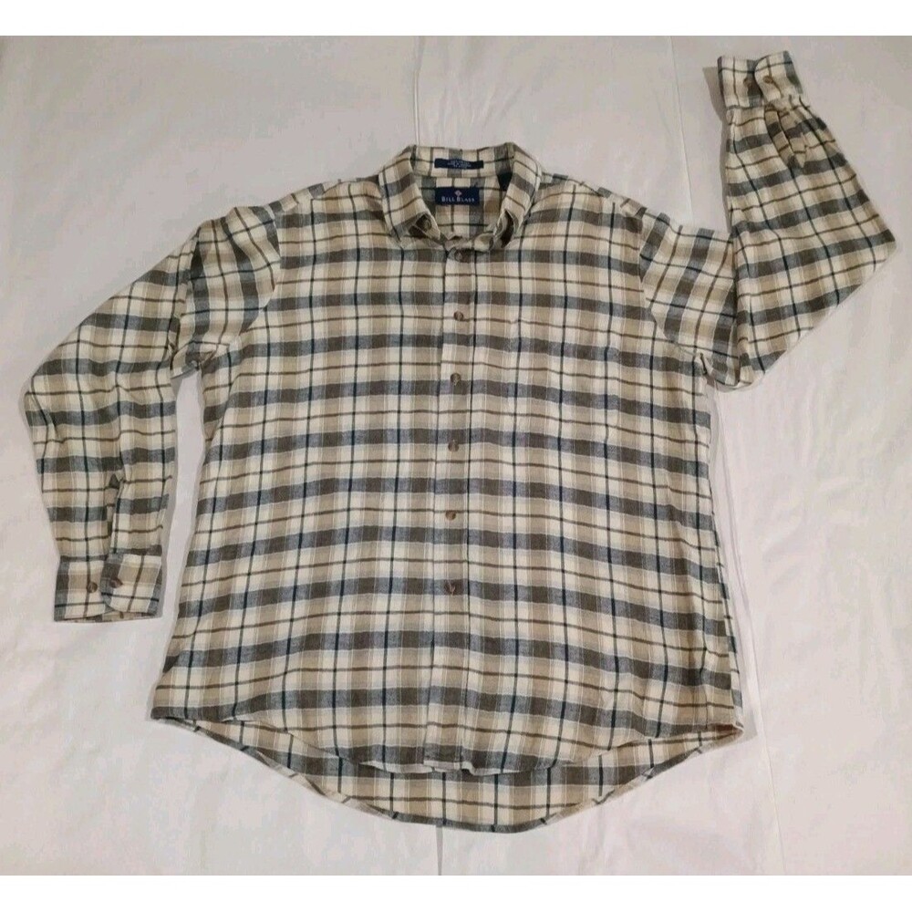 Vtg 1990s Bill Blass Brown Plaid Button Up Shirt Men's L Made In Ukraine- Grunge